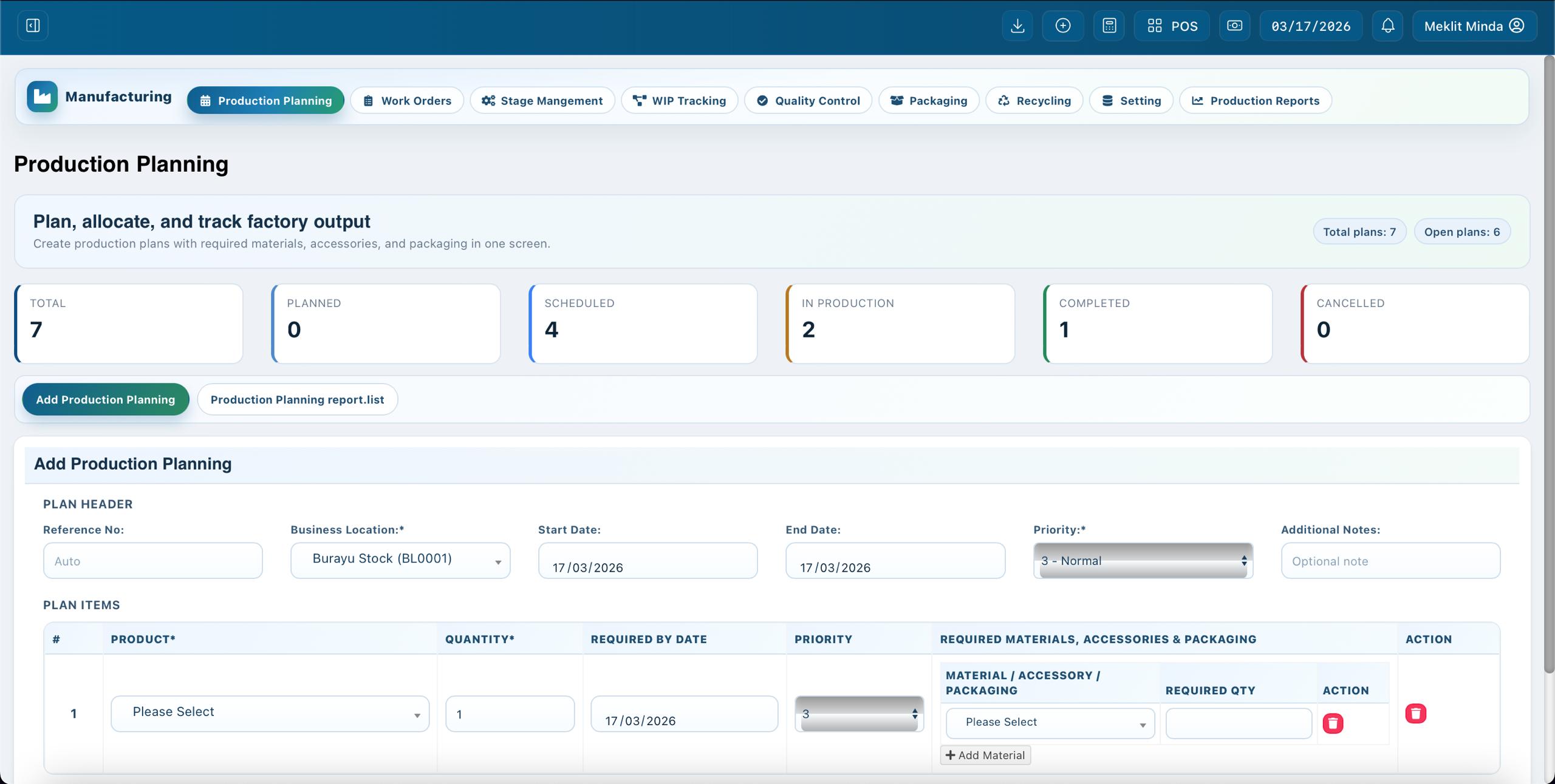 Fabricaflow production dashboard